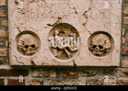 Marble headstone on a church in Munich, Germany Stock Photo