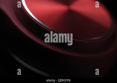 Close-up view of the red geometric shape of the hi-tech object Stock Photo