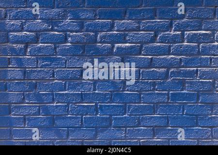 Copy space front view blue brick wall Stock Photo
