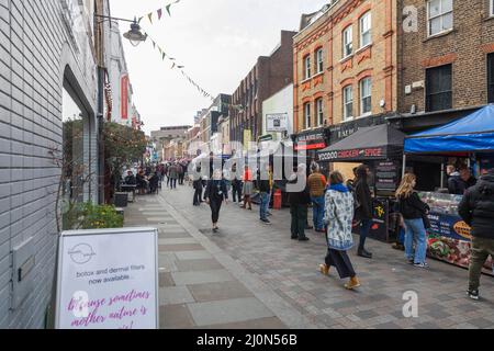 Lower Marsh Market stalls in London,England,UK Stock Photo