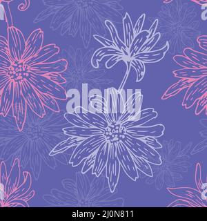 Seamless floral pattern very peri color Stock Vector