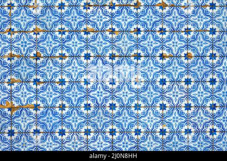 Background from typical blue portuguese tiles Stock Photo
