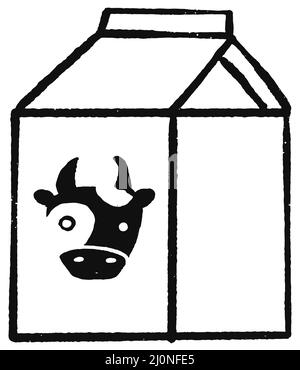 Milk simple box pack doodle hand drawn vector illustration isolated on white background Stock Vector