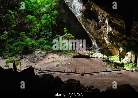 Spectacular shot of Phraya Nakhon Cave and Buddhist shrine in Prachuap Kiri Khan, Thailand Stock Photo