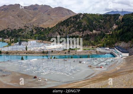 Benmore Power Station on Lake Aviemore in New Zealand Stock Photo