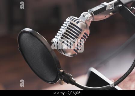 Microphone interview . High quality and resolution beautiful photo concept Stock Photo