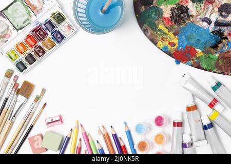 Various stationery artistic items. High quality and resolution beautiful photo concept Stock Photo