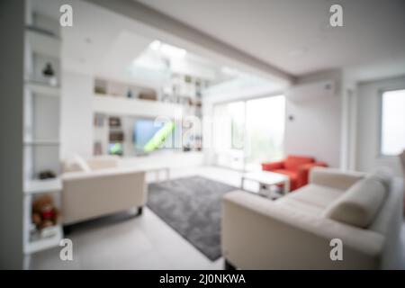 Stylish sofa in modern living room interior Stock Photo