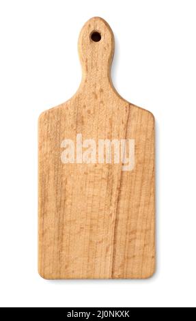 Traditional kitchen utensil, wooden chopping board, isolated on white background Stock Photo