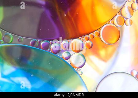 abstract photo of oil drops float on a water Stock Photo