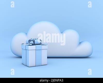 Cloud concept gift 3D Stock Photo