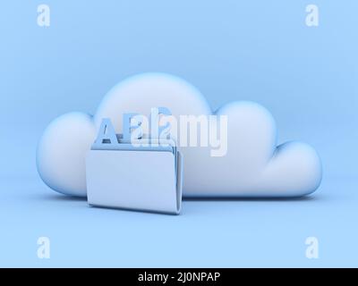 Cloud concept sorting files 3D rendering illustration isolated on blue ...