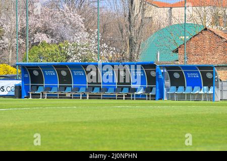 Milano, Italia. 20th Mar, 2022. Bench at Suning Sports Centre in Milan, Italy Cristiano Mazzi/SPP Credit: SPP Sport Press Photo. /Alamy Live News Stock Photo