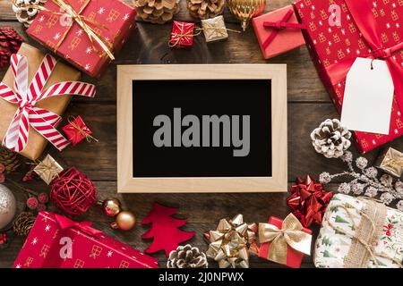 Photo frame gift boxes set christmas decorations . High quality and resolution beautiful photo concept Stock Photo