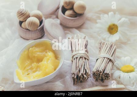 Shea butter sticks boxes. High quality and resolution beautiful photo concept Stock Photo