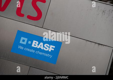 Bureaus of the world's largest chemical company BASF SE ( Badische Anilin- und Sodafabrik ) seen in the Parstadt Schwabing in Munich, Germany. (Photo by Alexander Pohl/Sipa USA) Stock Photo