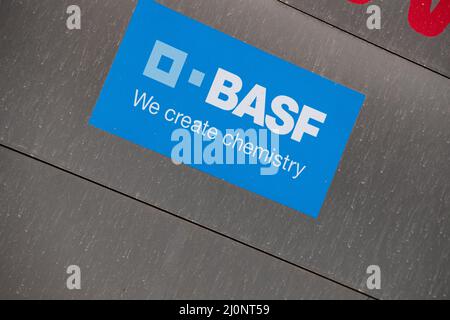 Bureaus of the world's largest chemical company BASF SE ( Badische Anilin- und Sodafabrik ) seen in the Parstadt Schwabing in Munich, Germany. (Photo by Alexander Pohl/Sipa USA) Stock Photo