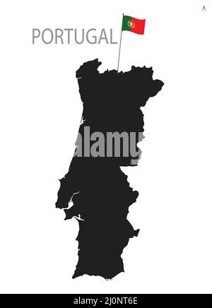 Portugal Map silhouette. Map of Portugal silhouette Vector Illustration Stock Vector