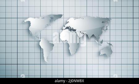 3D World Map on Medical Paper Stock Photo