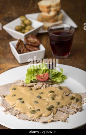 Veal with tuna sauce Stock Photo