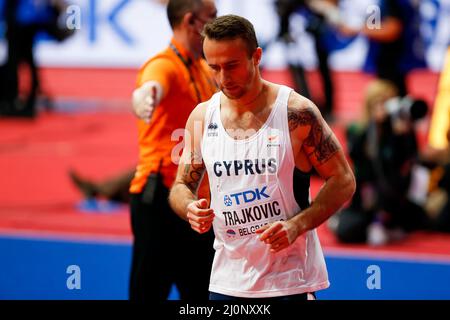 Belgrade, Serbia. 20th Mar, 2022. BELGRADE, SERBIA - MARCH 20: Milan Trajkovic of Cyprus during the World Athletics Indoor Championships at the Belgrade Arena on March 20, 2022 in Belgrade, Serbia (Photo by Nikola Krstic/Orange Pictures) Atletiekunie Credit: Orange Pics BV/Alamy Live News Stock Photo