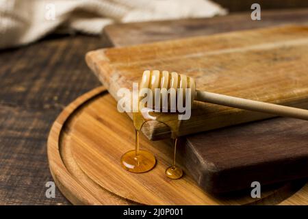 Spoon with honey stain. High quality and resolution beautiful photo concept Stock Photo