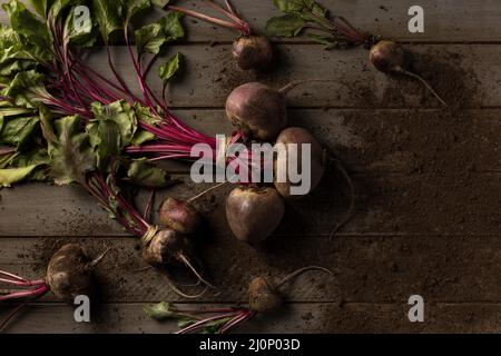 Top view beets on table. High quality and resolution beautiful photo concept Stock Photo
