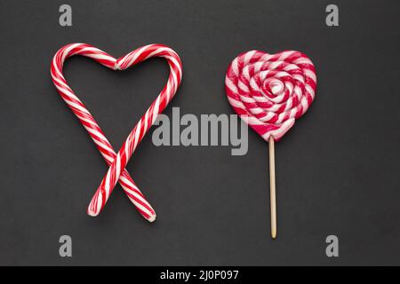 Lollipop heart made candy canes . High quality and resolution beautiful photo concept Stock Photo