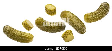 Marinated cucumbers isolated on white background Stock Photo