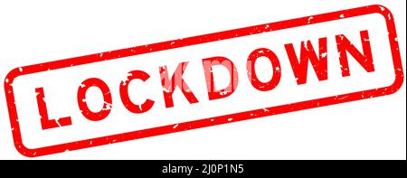 Grunge red lockdown word square rubber seal stamp on white background Stock Vector