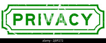 Grunge green privacy word square rubber seal stamp on white background Stock Vector