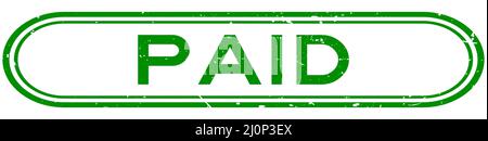 Grunge green paid word rubber seal stamp on white background Stock Vector