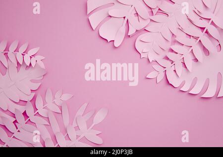 Leaves made out of paper in pink shades . High quality and resolution beautiful photo concept Stock Photo