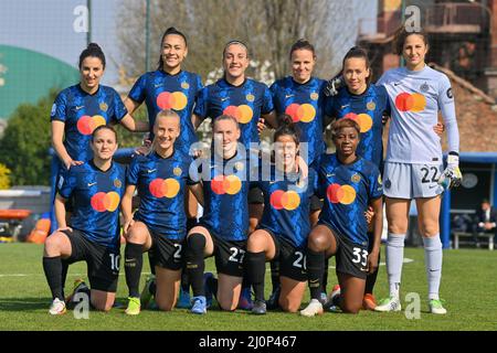 Milano, Italia. 20th Mar, 2022. FC Internazionale before the Serie A womens match between FC Internazionale and UC Sampdoria at Suning Sports Centre in Milan, Italy Cristiano Mazzi/SPP Credit: SPP Sport Press Photo. /Alamy Live News Stock Photo