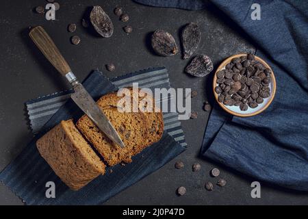 Slices cake chocolate chips. High quality and resolution beautiful photo concept Stock Photo