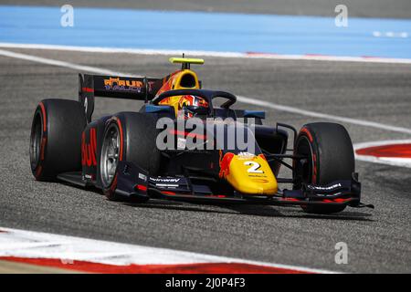 02 DARUVALA Jehan (ind), Prema Racing, Dallara F2, action during the 1st round of the 2022 FIA Formula 2 Championship from March 18 to 20, 2022 on the Bahrain International Circuit, in Sakhir, Bahrain - Photo: Xavi Bonilla/DPPI/LiveMedia Stock Photo