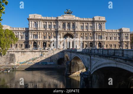 Corte di Cassazione in Rome, Italy, The Palace of Justice, seat of the Supreme Court of Cassation and the Judicial Public Library. Ponte Umberto I on