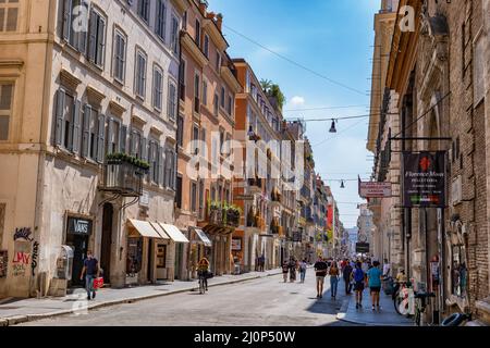 City of Rome, Italy, people on Via del Corso, main street in the historical centre of the capital. Stock Photo