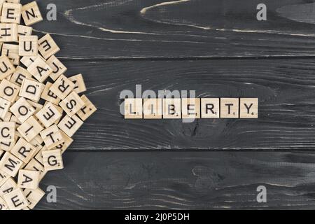 Liberty word wooden background . High quality and resolution beautiful photo concept Stock Photo