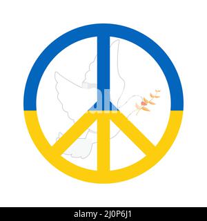 peace icon on Ukrainian flag. Symbol of freedom Symbol of peace, sign Stock Vector