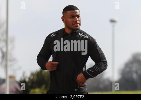 Joe Lovodua (14) of Hull FC arrives at the MKM Stadium in ,  on 3/20/2022. (Photo by David Greaves/News Images/Sipa USA) Stock Photo