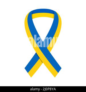 Ribbon wave Ukraine Stripe of the Ukrainian flag on a white background.  Stock Vector