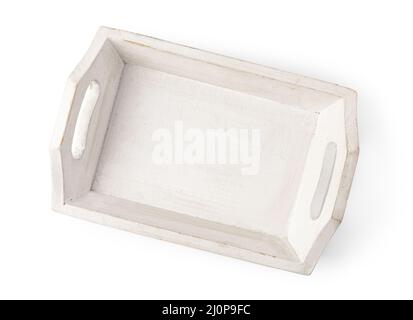 Empty bread basket on white background Stock Photo