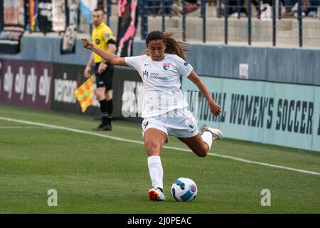 San Diego Wave defender Tegan McGrady (19) during a NWSL match against the Angel City FC, Saturday, March 19, 2022, at the CSUF Titan Stadium, in Full Stock Photo