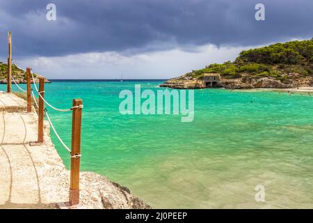 Turquoise beach bay Cala Samarador Amarador Mallorca Balearic Islands Spain. Stock Photo