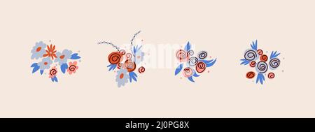 Set of flat flower bouquets. Vector isolated graphic for design. Stock Vector