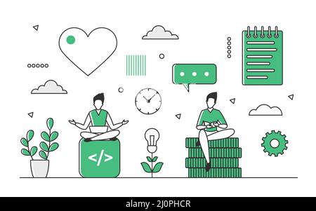Business brainstorming on creative bulb idea. Team finding innovative solution vector monocolor illustration Stock Vector