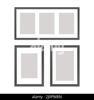 Collection of black frames, black photo frame.  Stock Vector