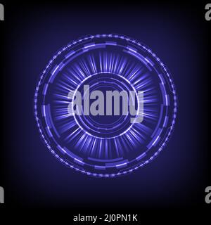 Technology glowing HUD circle. Light and sparking ring. Colorful tunnel. Bright border. Magic portal. Luminous and glint swirling. Vector illustrator. Stock Vector