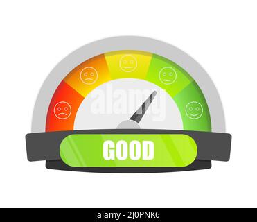 Customer satisfaction meter, speedometers and indicators with emoticons Stock Vector